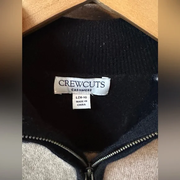 Crewcuts Cashmere Black and Tan Striped Quarter Zip-Up Sweater - Picture 2 of 6